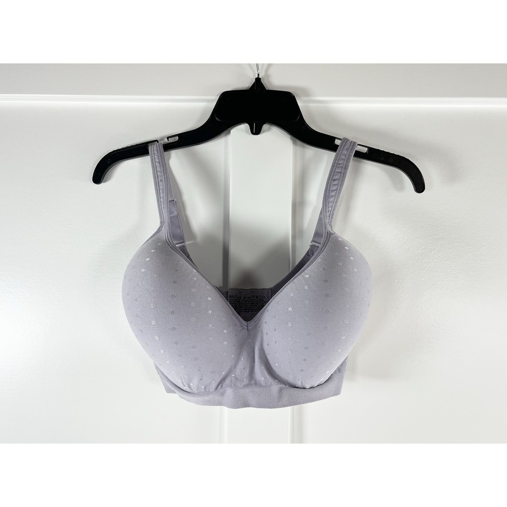 Bali Comfort Revolution Wireless Bra‎ 36DD Amethyst Grey Polka Dot Shaping 36 DD